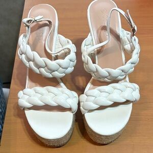 Elegant White Braided Platform Sandals